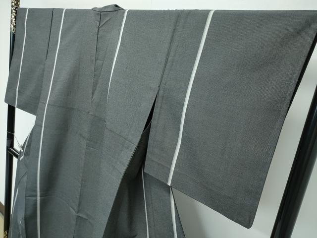 平和屋着物▽極上　本塩沢　やまだ織　単衣　黒地　関なつ子作　証紙・反端付き　逸品　CZAA3278s5