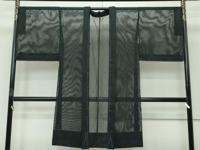 平和屋着物■極上　スリーシーズン　春夏秋　塵除け　長羽織　紗　枝葉文　黒地　逸品　未使用　CZAA3288s5