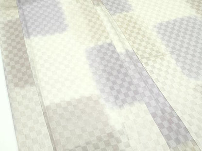 平和屋本店▽極上 スリーシーズン 春夏秋 塵除け 長羽織 尾峨佐 市松紋紗 銀通し地 反端付き 逸品 CZAA3290s5