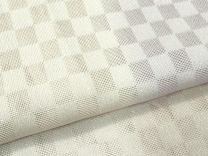 平和屋本店▽極上 スリーシーズン 春夏秋 塵除け 長羽織 尾峨佐 市松紋紗 銀通し地 反端付き 逸品 CZAA3290s5