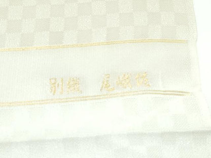 平和屋本店▽極上 スリーシーズン 春夏秋 塵除け 長羽織 尾峨佐 市松紋紗 銀通し地 反端付き 逸品 CZAA3290s5
