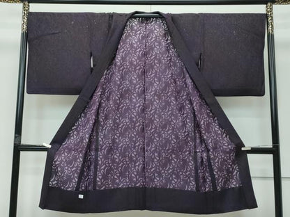 平和屋本店■極上　スリーシーズン　春夏秋　塵除け　長羽織　唐草紋紗　暈し染め　黒紅色地　反端付き　逸品　CZAA3293s5