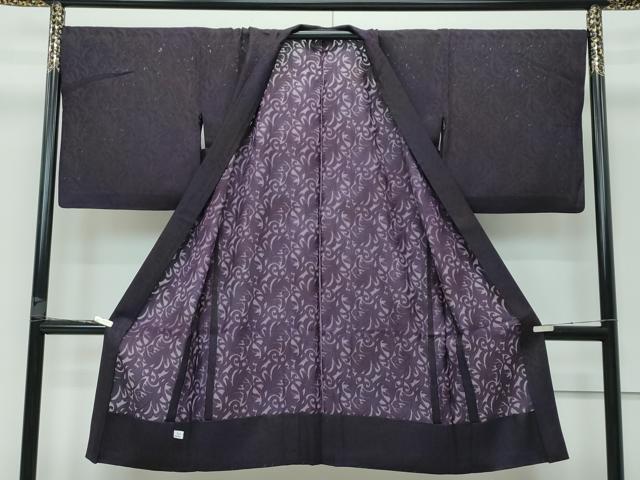 平和屋本店■極上　スリーシーズン　春夏秋　塵除け　長羽織　唐草紋紗　暈し染め　黒紅色地　反端付き　逸品　CZAA3293s5