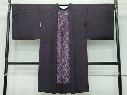 平和屋本店■極上　スリーシーズン　春夏秋　塵除け　長羽織　唐草紋紗　暈し染め　黒紅色地　反端付き　逸品　CZAA3293s5
