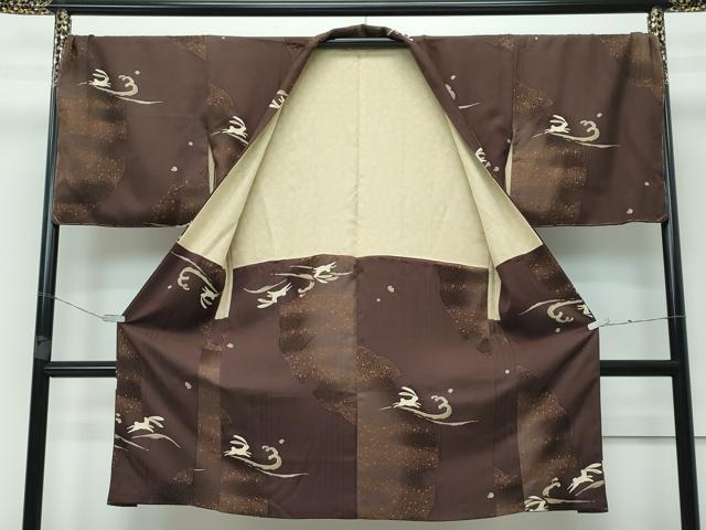 平和屋着物＃極上　長羽織　雪輪跳び兎文　憲法色地　逸品　未使用　CZAA3294s5