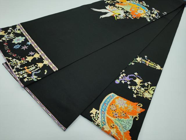 平和屋本店■最高級　龍村平蔵製　太鼓柄　本袋帯　千代の冠錦　黒地　金糸　高島屋扱い　共箱付き　逸品　CZAA3296s5