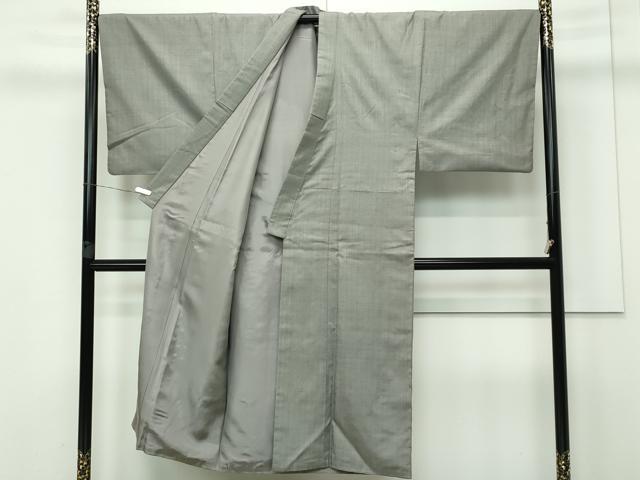 平和屋本店■極上　男性　本場結城紬　重要無形文化財　アンサンブル・長襦袢セット　色無地　利休色　逸品　CZAA3301s5