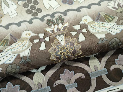 平和屋本店●極上　訪問着　中国三大刺繍　スワトウ刺繍　エジプト壁画文様　暈し染め　金糸　涅色地　逸品　CZAA5788s6