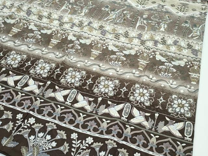 平和屋本店●極上　訪問着　中国三大刺繍　スワトウ刺繍　エジプト壁画文様　暈し染め　金糸　涅色地　逸品　CZAA5788s6