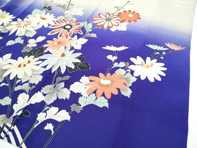 平和屋本店＊極上 夏物 アンティーク 大正ロマン 振袖 流水菊文 暈し染め 金銀彩 逸品 CZAA3314s5