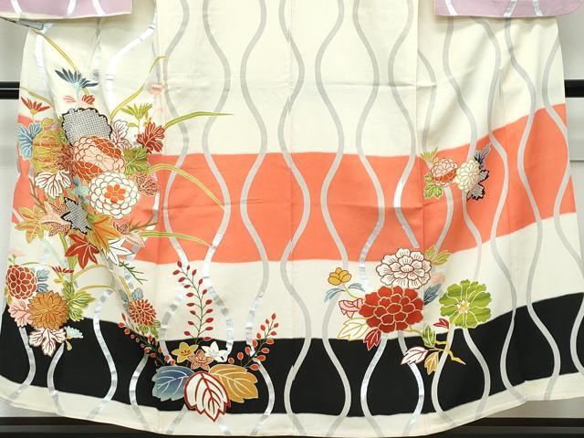 平和屋着物▽極上 アンティーク 大正ロマン 訪問着 単衣 駒刺繍 立涌