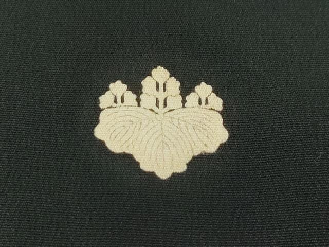 平和屋着物■極上　アンティーク　大正ロマン　振袖　駒刺繍　御所車檜扇花文　暈し染め　黒地　金彩　逸品　CZAA3325s5