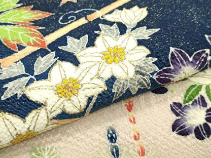平和屋本店■極上　浦野理一　金彩友禅　色留袖　草花文　金彩　鬼しぼ縮緬　白茶色地　逸品　CZAA3327s5