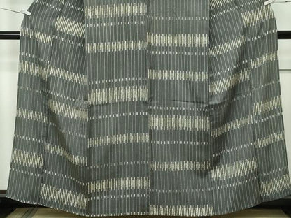 平和屋着物▽極上　紬　単衣　間道　藍媚茶色地　逸品　CZAA3328s5