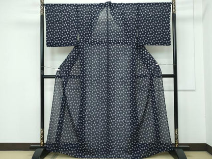 平和屋着物＊極上 夏物 藍造り国選定無形文化財 藍師・佐藤昭人 大澤石雄 小紋 紗 隈取 反端付き 逸品 CZAA3331s5