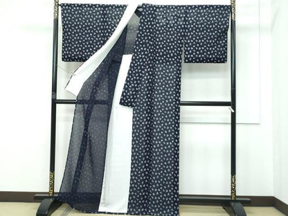 平和屋着物＊極上 夏物 藍造り国選定無形文化財 藍師・佐藤昭人 大澤石雄 小紋 紗 隈取 反端付き 逸品 CZAA3331s5