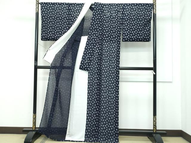 平和屋着物＊極上 夏物 藍造り国選定無形文化財 藍師・佐藤昭人 大澤石雄 小紋 紗 隈取 反端付き 逸品 CZAA3331s5