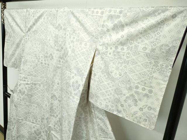 平和屋本店■極上　本場大島紬　白大島　9マルキ　正倉院吉祥花文　やまと誂製　逸品　未使用　CZAA3343s5