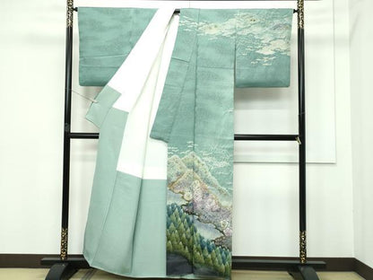 平和屋本店■極上　吉乃一廉　幻の辻が花　訪問着　辻が花　絞り　暈し染め　銀通し地　逸品　CZAA3351s5