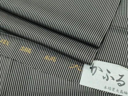 平和屋着物＊極上 夏物 本場縞大島紬 夏大島 かふる 間道 証紙付き 逸品 CZAA3356s5
