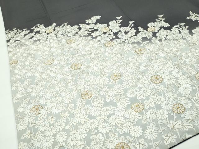 平和屋本店■極上　訪問着　総刺繍　中国三大刺繍　相良刺繍　菊　暈し染め　金糸　消炭色地　逸品　CZAA3361s5