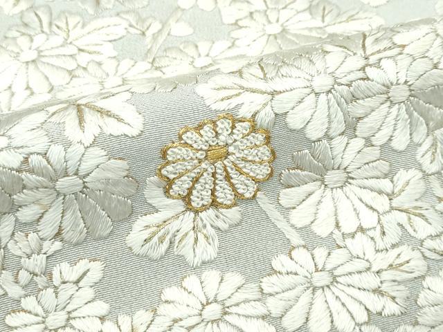 平和屋本店■極上　訪問着　総刺繍　中国三大刺繍　相良刺繍　菊　暈し染め　金糸　消炭色地　逸品　CZAA3361s5
