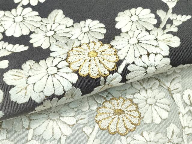 平和屋本店■極上　訪問着　総刺繍　中国三大刺繍　相良刺繍　菊　暈し染め　金糸　消炭色地　逸品　CZAA3361s5