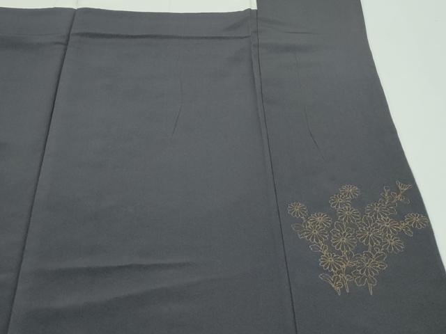 平和屋本店■極上　訪問着　総刺繍　中国三大刺繍　相良刺繍　菊　暈し染め　金糸　消炭色地　逸品　CZAA3361s5