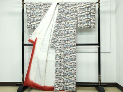 平和屋本店●最高級　城間栄順　小紋　風景花文　カラーコピー付き　逸品　未使用　CZAA5744s6