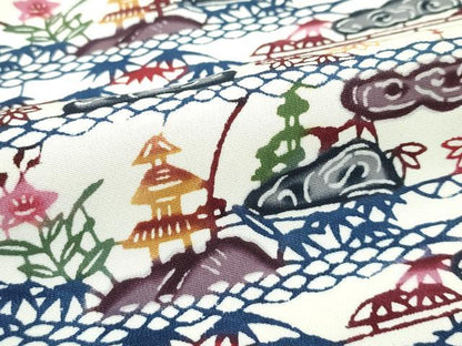 平和屋本店●最高級　城間栄順　小紋　風景花文　カラーコピー付き　逸品　未使用　CZAA5744s6