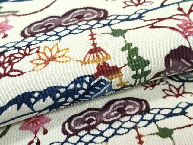 平和屋本店●最高級　城間栄順　小紋　風景花文　カラーコピー付き　逸品　未使用　CZAA5744s6