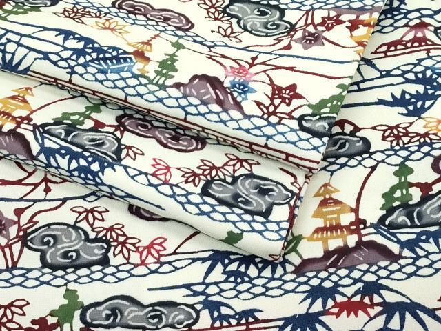 平和屋本店●最高級　城間栄順　小紋　風景花文　カラーコピー付き　逸品　未使用　CZAA5744s6