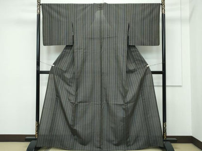 平和屋本店＊極上 夏物 石川県指定無形文化財 夏牛首紬 白山工房 手織り 縞 証紙付き 逸品 未使用 CZAA3366s5