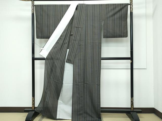 平和屋本店＊極上 夏物 石川県指定無形文化財 夏牛首紬 白山工房 手織り 縞 証紙付き 逸品 未使用 CZAA3366s5