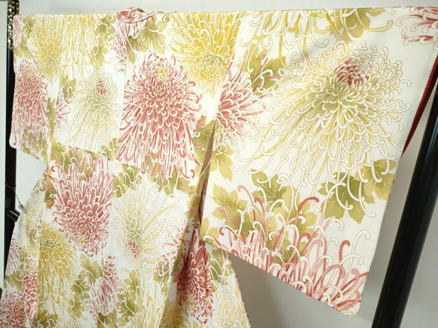平和屋着物●極上 小紋 乱菊 金彩 鬼しぼ縮緬 逸品 CZAA3367s5