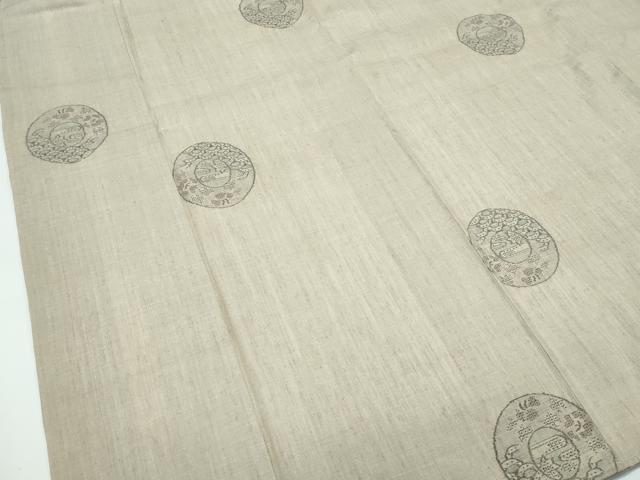 平和屋本店■極上　本場結城紬　重要無形文化財　奥順　モロ入り　100亀甲　白橡色地　吉祥丸文　証紙付き　逸品　未使用　CZAA3378s5