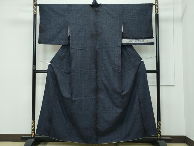 平和屋本店■極上　人間国宝　田中林次　本場結城紬　重要無形文化財　100亀甲　笹竹文　反端付き　逸品　CZAA3379s5