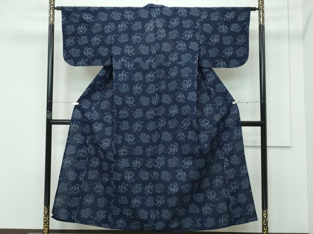 平和屋着物■極上　久留米絣　単衣　風景文　綿　逸品　CZAA3387s5