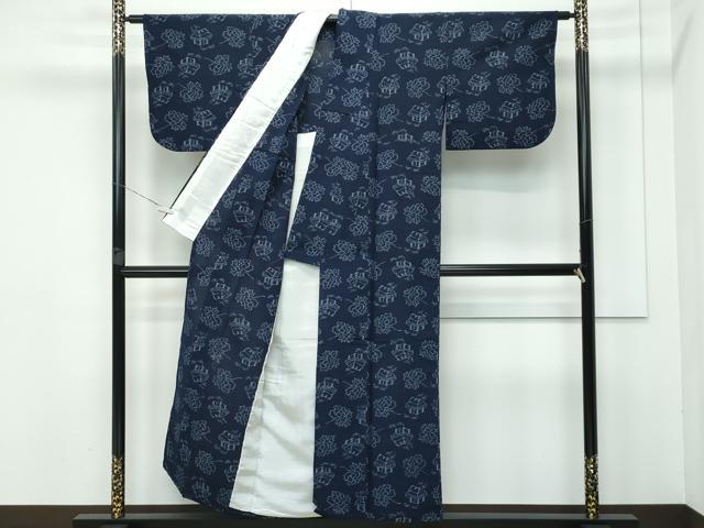 平和屋着物■極上　久留米絣　単衣　風景文　綿　逸品　CZAA3387s5