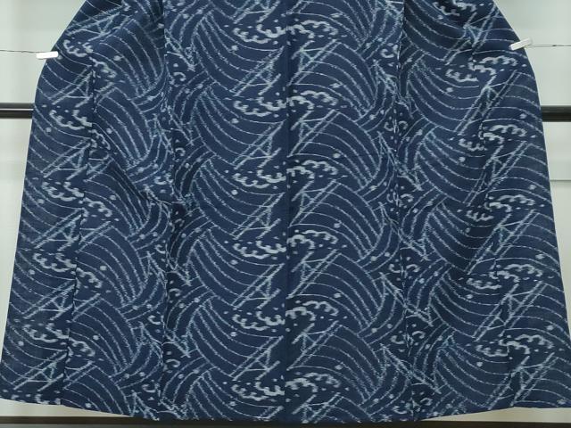 平和屋着物■極上　久留米絣　単衣　立波文　綿　逸品　CZAA3388s5