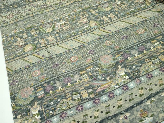平和屋本店■極上 KIMONO DESIGN 藤紫朗 tojiro 訪問着 総刺繍 中国三大刺繍 スワトウ刺繍 エジプト壁画文様 金糸 逸品 CZAA3391s5