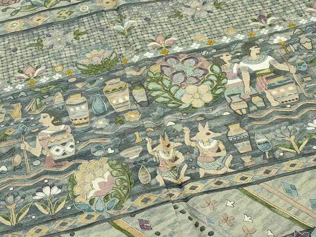 平和屋本店■極上 KIMONO DESIGN 藤紫朗 tojiro 訪問着 総刺繍 中国三大刺繍 スワトウ刺繍 エジプト壁画文様 金糸 逸品 CZAA3391s5