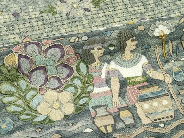 平和屋本店■極上 KIMONO DESIGN 藤紫朗 tojiro 訪問着 総刺繍 中国三大刺繍 スワトウ刺繍 エジプト壁画文様 金糸 逸品 CZAA3391s5