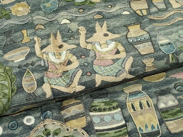 平和屋本店■極上 KIMONO DESIGN 藤紫朗 tojiro 訪問着 総刺繍 中国三大刺繍 スワトウ刺繍 エジプト壁画文様 金糸 逸品 CZAA3391s5