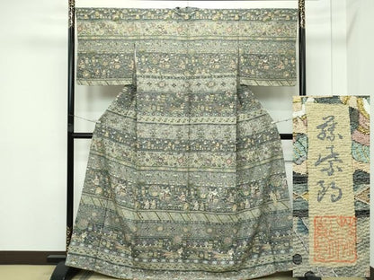 平和屋本店■極上 KIMONO DESIGN 藤紫朗 tojiro 訪問着 総刺繍 中国三大刺繍 スワトウ刺繍 エジプト壁画文様 金糸 逸品 CZAA3391s5