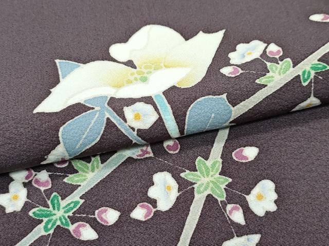 平和屋本店■極上　本加賀友禅作家　菊田宏幸　訪問着　草花文　黒橡色地　逸品　CZAA3405s5