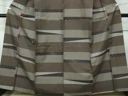 平和屋着物▽極上 紬 単衣 横段文 逸品 CZAA3406s5