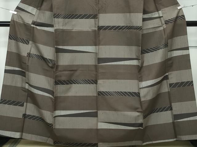 平和屋着物▽極上 紬 単衣 横段文 逸品 CZAA3406s5