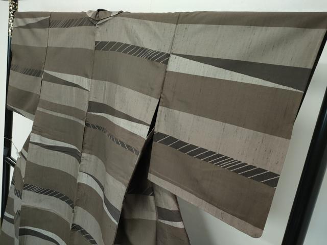 平和屋着物▽極上 紬 単衣 横段文 逸品 CZAA3406s5