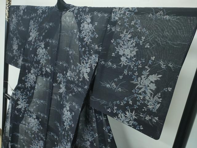 平和屋着物＊極上 夏物 小千谷紬 紗 草花文 逸品 未使用 CZAA3408s5